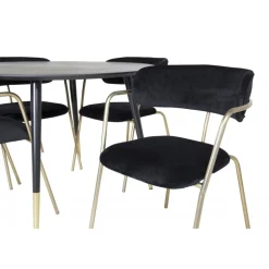 Dipp Rundt Spisebordssæt - Sort og Messing