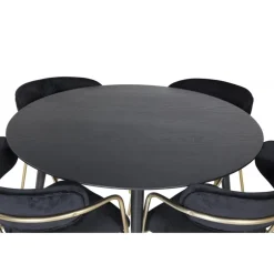 Dipp Rundt Spisebordssæt - Sort og Messing