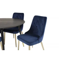 Dipp Rundt Spisebordssæt - Sort, Blå og Messing