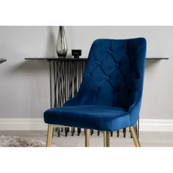 Dipp Rundt Spisebordssæt - Sort, Blå og Messing