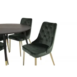 Dipp Rundt Spisebordssæt - Sort, Messing og Grøn