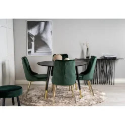 Dipp Rundt Spisebordssæt - Sort, Messing og Grøn