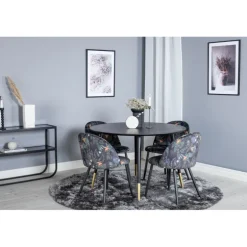 Dipp Rundt Spisebordssæt - Sort og Messing