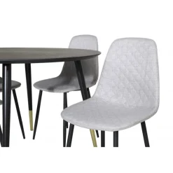 Dipp Rundt Spisebordssæt - Sort, Messing Grå