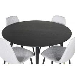 Dipp Rundt Spisebordssæt - Sort, Messing Grå