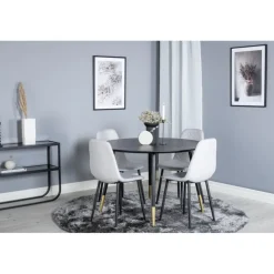 Dipp Rundt Spisebordssæt - Sort, Messing Grå