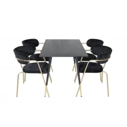 Dipp Rundt Spisebordssæt - Sort og Messing