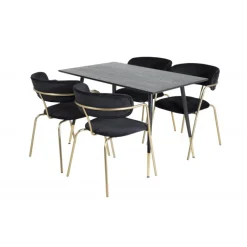 Dipp Rundt Spisebordssæt - Sort og Messing