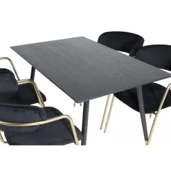 Dipp Rundt Spisebordssæt - Sort og Messing