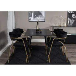 Dipp Rundt Spisebordssæt - Sort og Messing