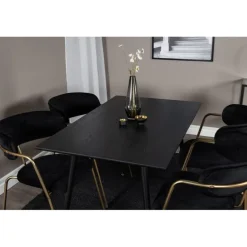 Dipp Rundt Spisebordssæt - Sort og Messing