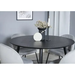Dipp Rundt Spisebordssæt - Sort, Messing Grå
