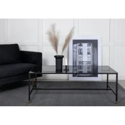 Dipp Sofabord 130 x 60 cm - Sort og Messing