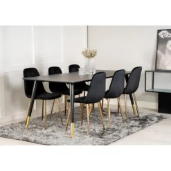 Dipp Spisebord 180cm - Sort og Messing