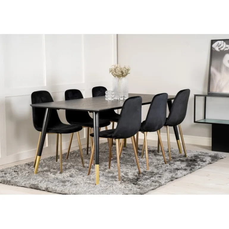 Dipp Spisebord 180cm - Sort og Messing