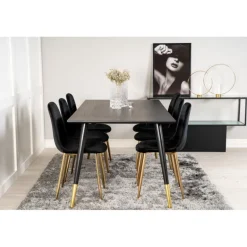 Dipp Spisebord 180cm - Sort og Messing
