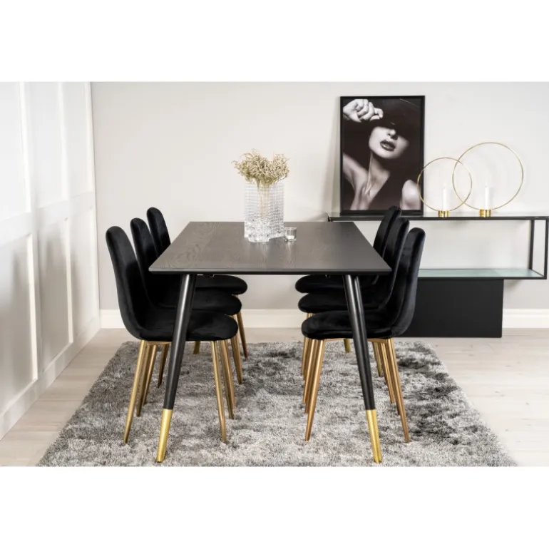 Dipp Spisebord 180cm - Sort og Messing