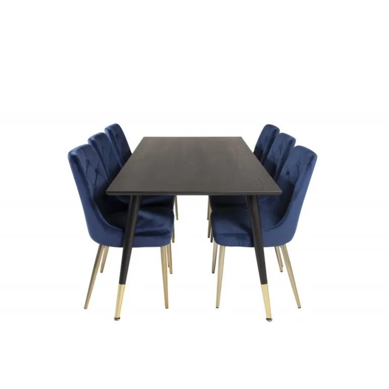 Dipp Spisebordssæt - Sort, Blå og Messing