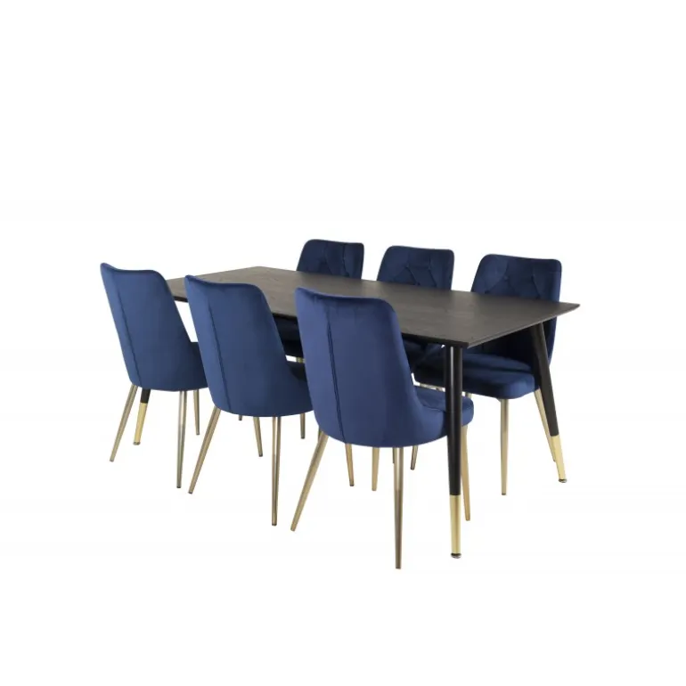 Dipp Spisebordssæt - Sort, Blå og Messing