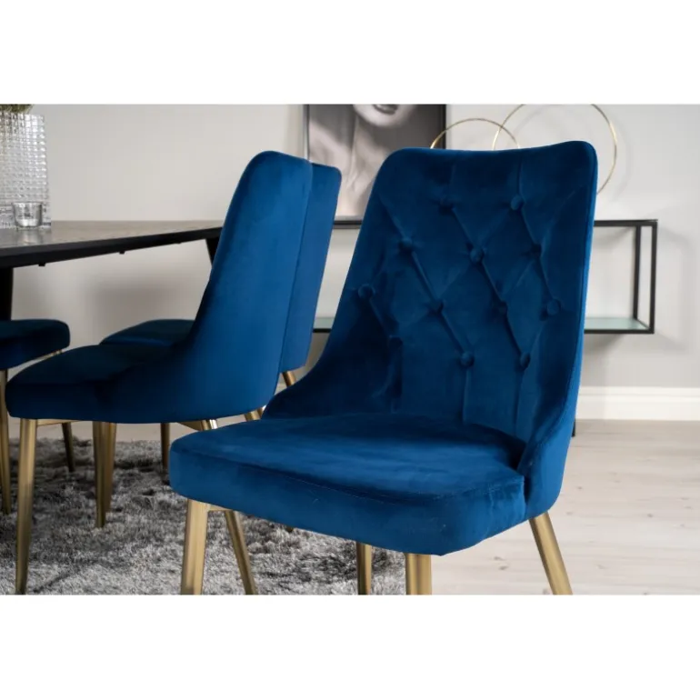 Dipp Spisebordssæt - Sort, Blå og Messing