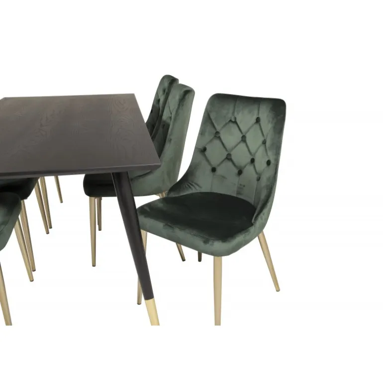 Dipp Spisebordssæt - Sort, Messing og Grøn