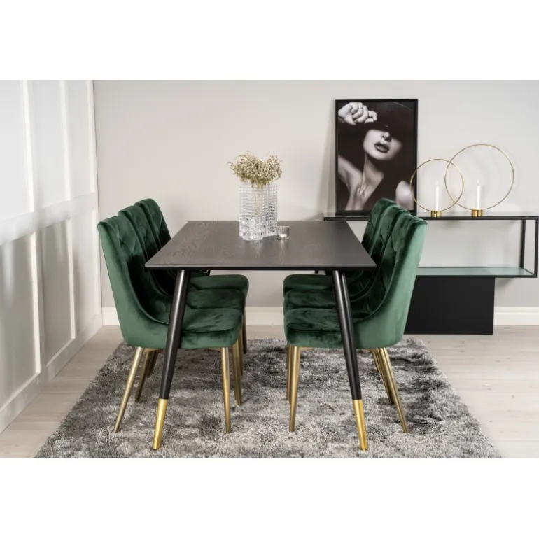 Dipp Spisebordssæt - Sort, Messing og Grøn