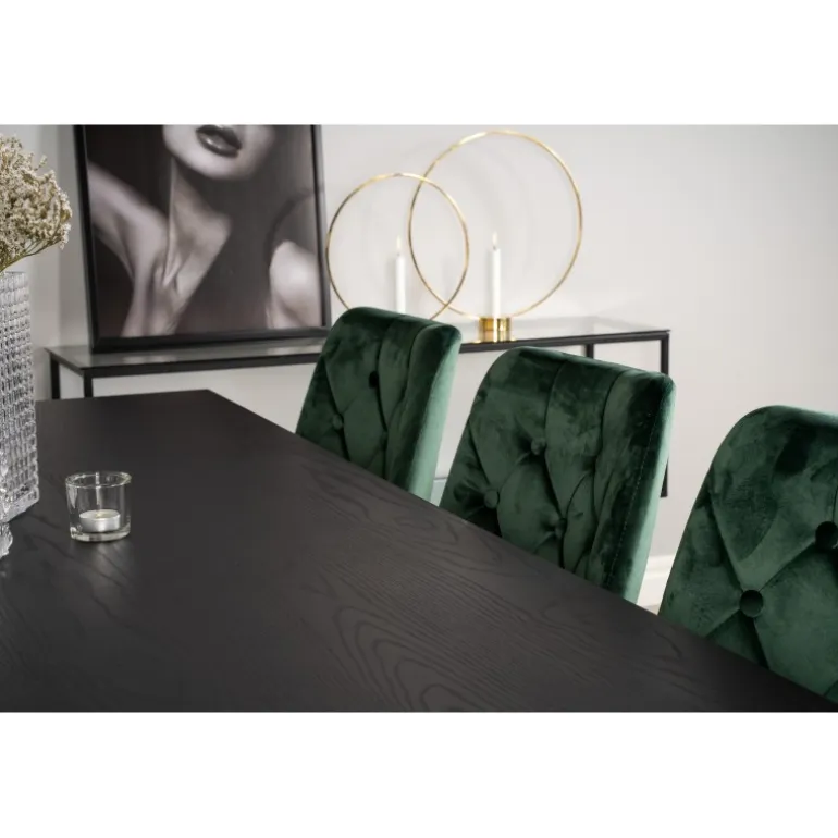 Dipp Spisebordssæt - Sort, Messing og Grøn