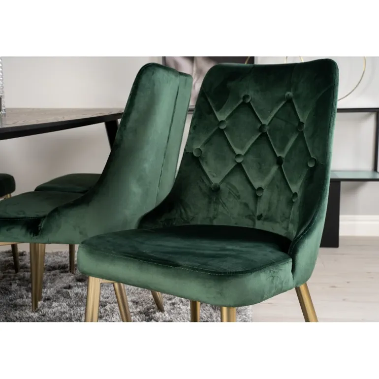 Dipp Spisebordssæt - Sort, Messing og Grøn