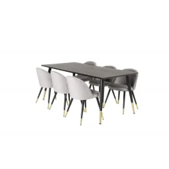 Dipp Spisebordssæt - Sort, Messing og Lysegrå