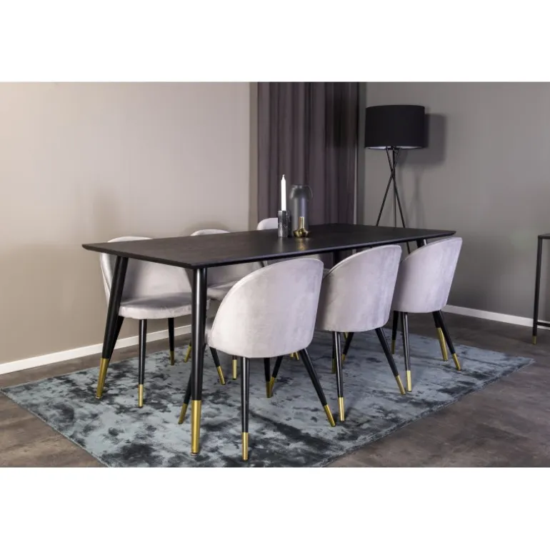 Dipp Spisebordssæt - Sort, Messing og Lysegrå