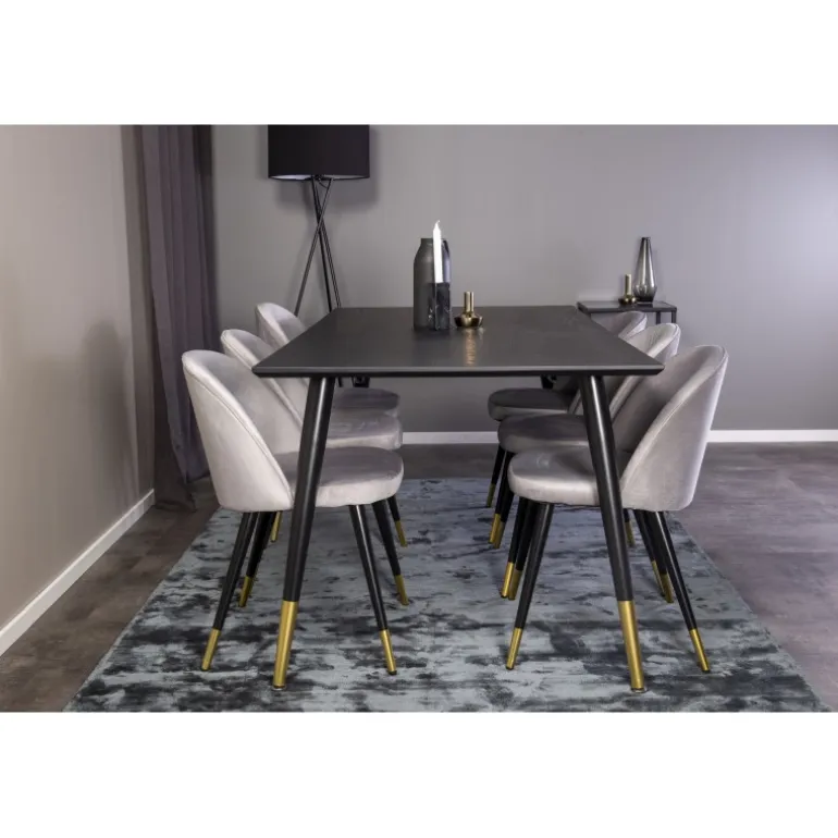 Dipp Spisebordssæt - Sort, Messing og Lysegrå