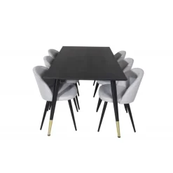 Dipp Spisebordssæt - Sort, Messing og Lysegrå