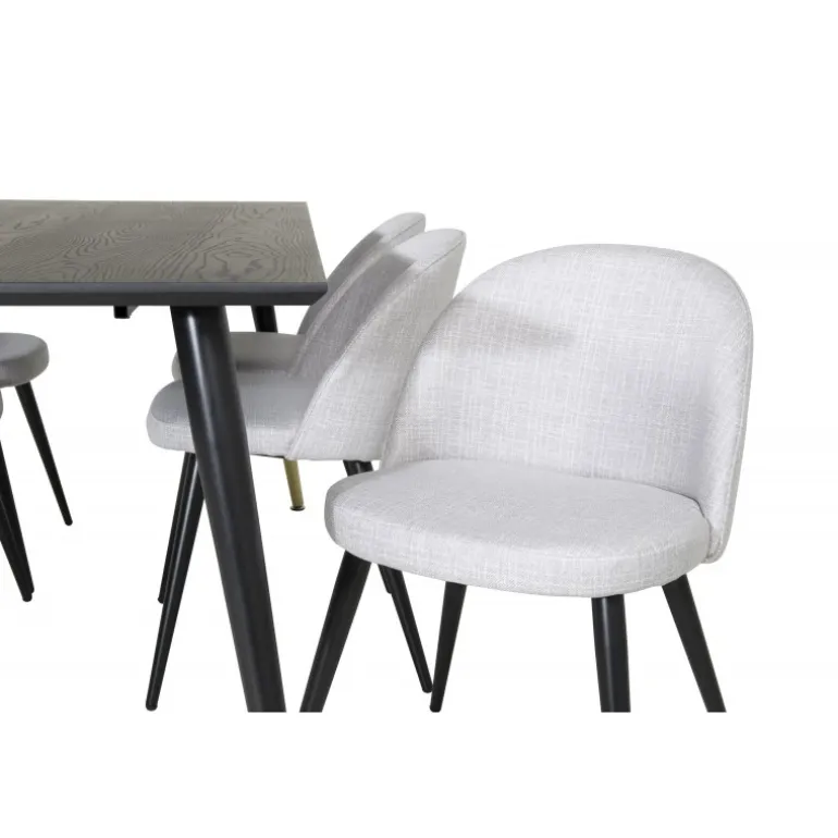 Dipp Spisebordssæt - Sort, Messing og Lysegrå