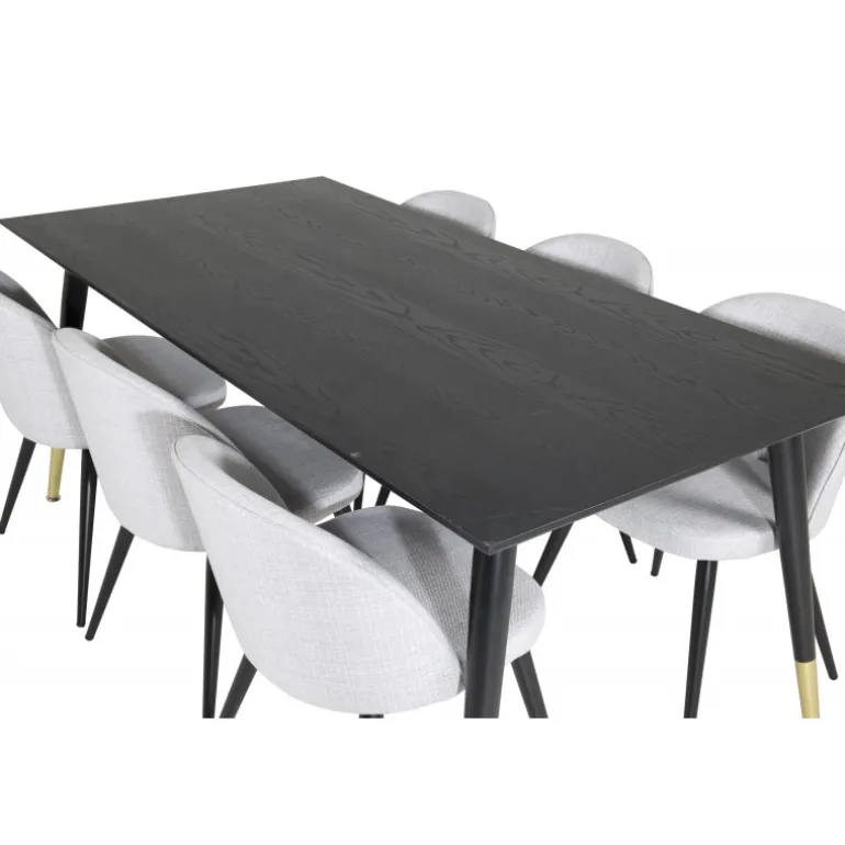 Dipp Spisebordssæt - Sort, Messing og Lysegrå