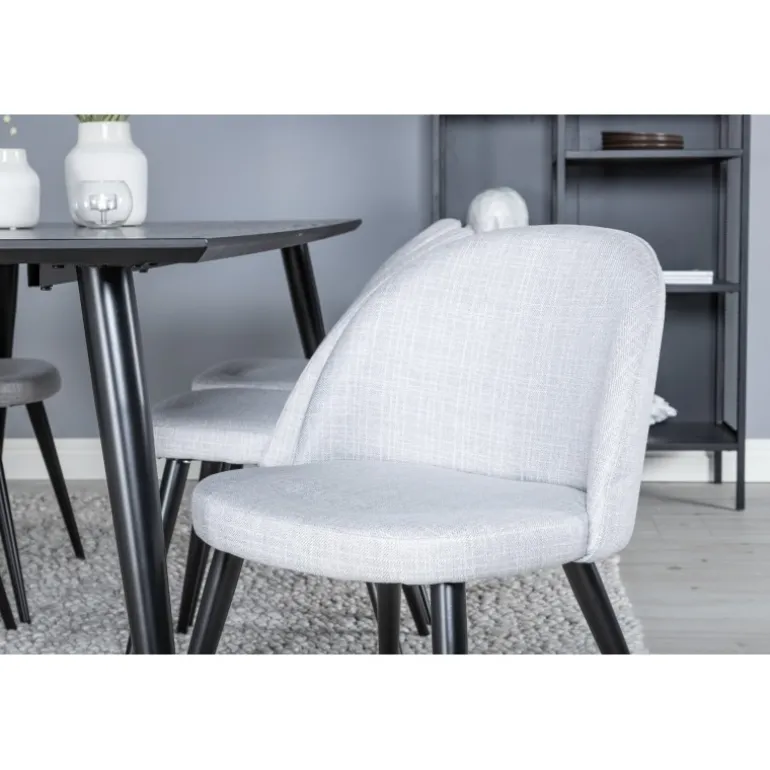 Dipp Spisebordssæt - Sort, Messing og Lysegrå