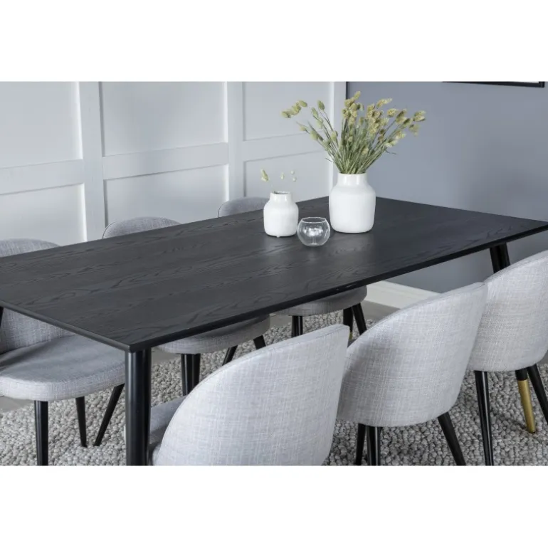 Dipp Spisebordssæt - Sort, Messing og Lysegrå