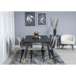 Dipp Spisebordssæt - Sort, Messing Grå