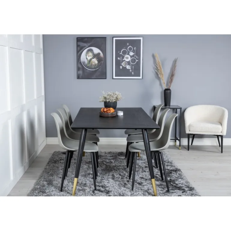 Dipp Spisebordssæt - Sort, Messing Grå