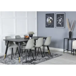 Dipp Spisebordssæt - Sort, Messing Grå