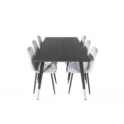 Dipp Spisebordssæt - Sort, Messing Grå