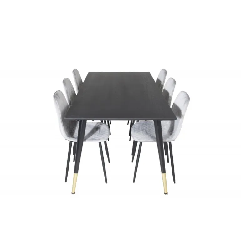 Dipp Spisebordssæt - Sort, Messing Grå