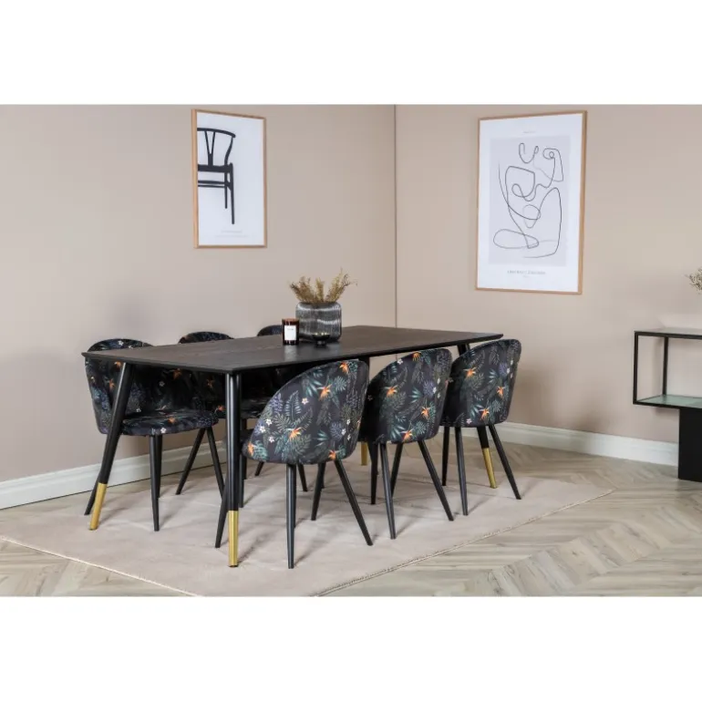 Dipp Spisebordssæt - Sort, Messing Grå