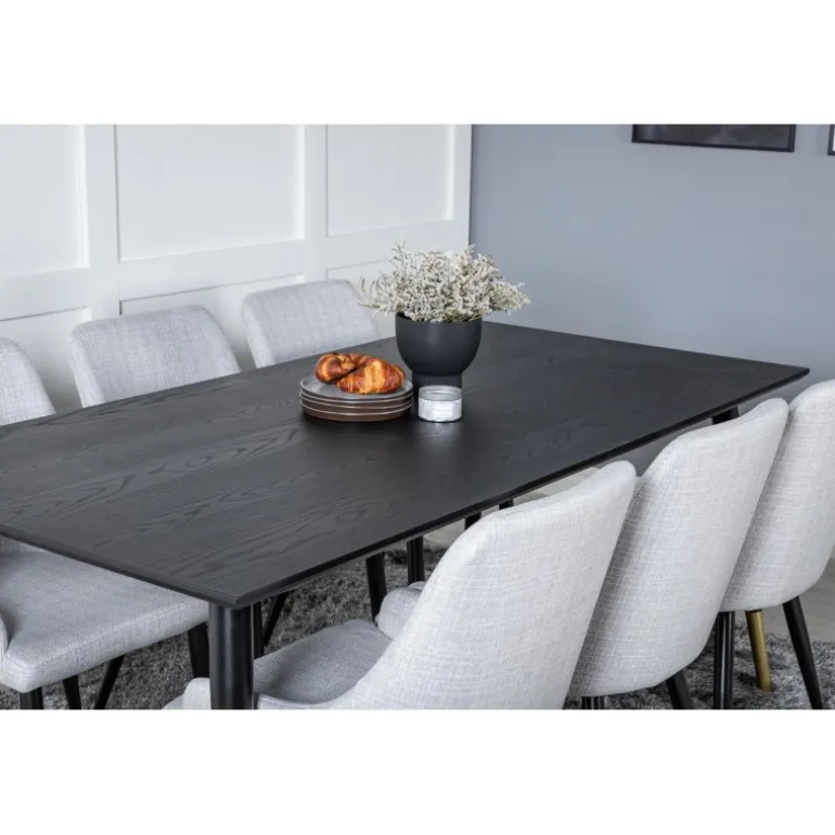 Dipp Spisebordssæt - Sort, Messing og Lysegrå