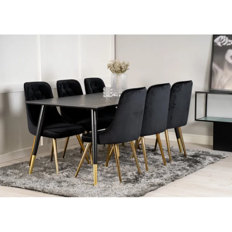 Dipp Spisebordssæt - Sort og Messing