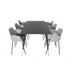 Dipp Spisestuesæt - Sort, Messing Grå