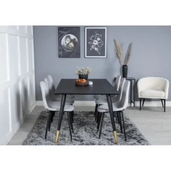 Dipp t Spisebordssæt - Sort, Messing Grå