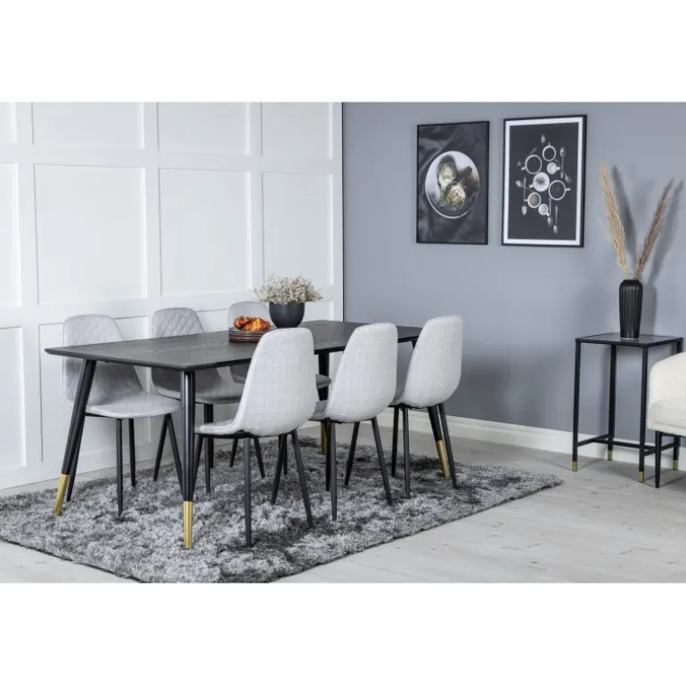 Dipp t Spisebordssæt - Sort, Messing Grå