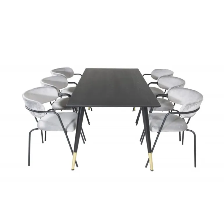 Dipp t Spisebordssæt - Sort, Messing Grå