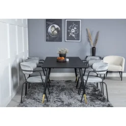 Dipp t Spisebordssæt - Sort, Messing Grå