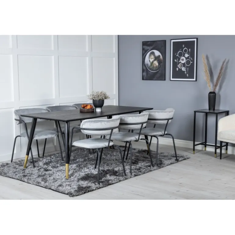 Dipp t Spisebordssæt - Sort, Messing Grå